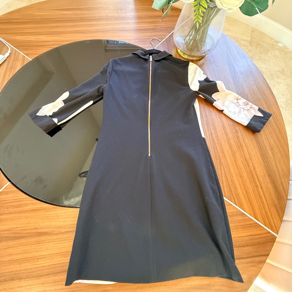 SOLD. Ted Baker Black Dress with Pink Floral Design - Picture 6 of 8